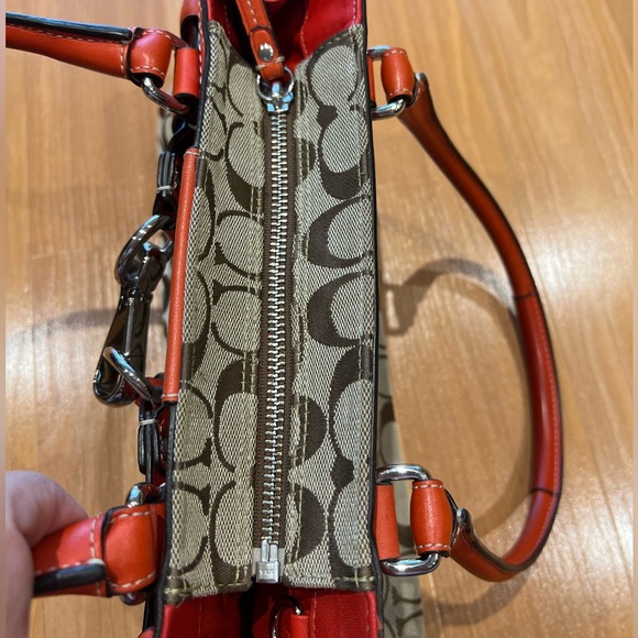 Vintage Coach Signature Hampton Braided Coral Trim Purse Handbag F13065 - Picture 12 of 15